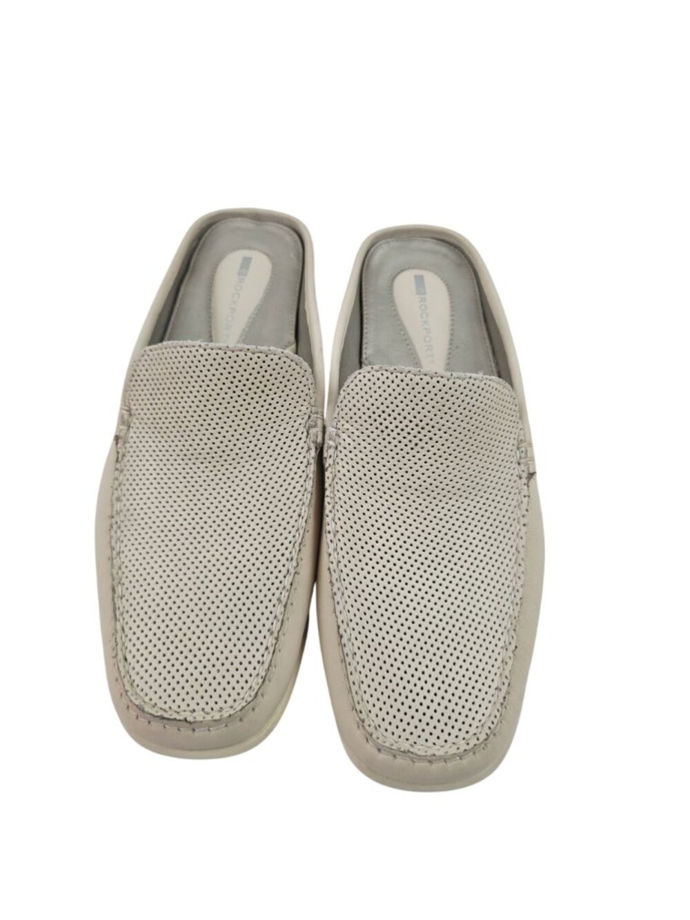Rockport Mule Loafers Womens Size 9 Beige Leather Perforated Slip On Comfort - Picture 2 of 11